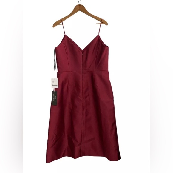 ALFRED SUNG Cocktail Dress Burgundy Satin Twill V Neck D777 $200 Sz 14 Pockets! - Picture 4 of 11